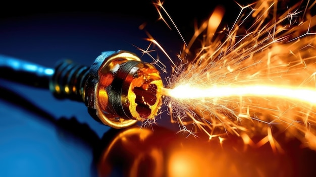 a sparking on a metal object