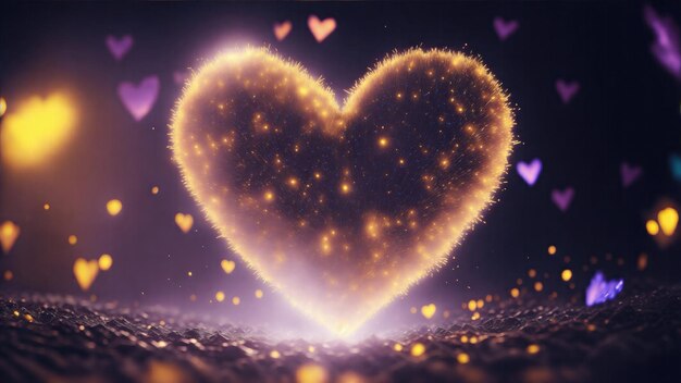 Sparkle Heart explosion Glowing bokeh Electric neon Metallic fluid