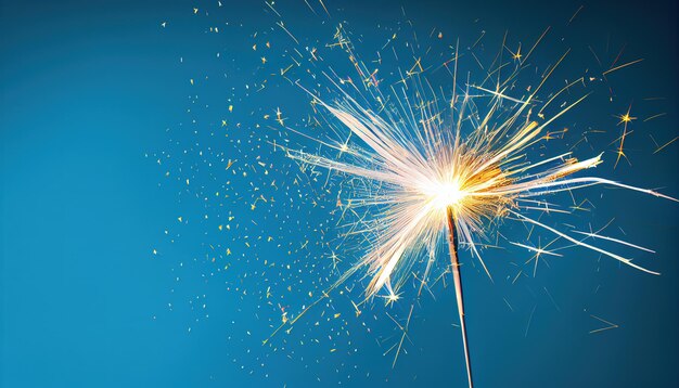 Sparkler on blue background photo realistic approved