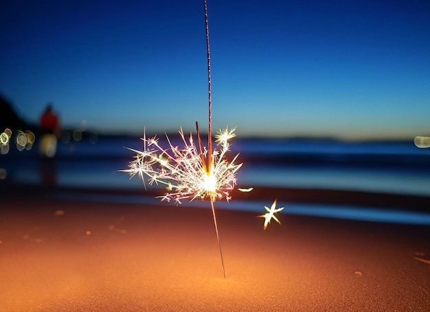 Photo sparklers at the beach at christmas happy christmas