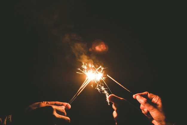 Sparklers at night