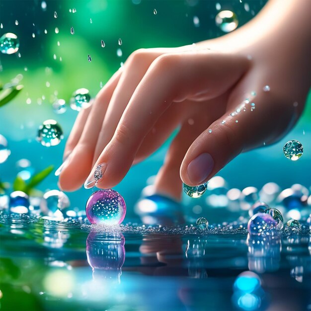 Sparkles magic nature world shining rain sparkles water bubbles on the air rain on the water