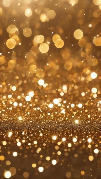 Sparkling abstract bokeh background golden color with glitter circles with no people