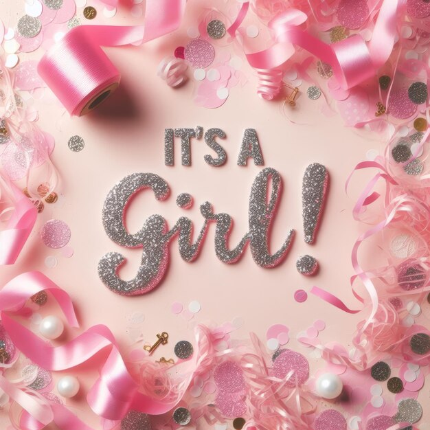 Photo sparkling baby shower reveal with pink accents