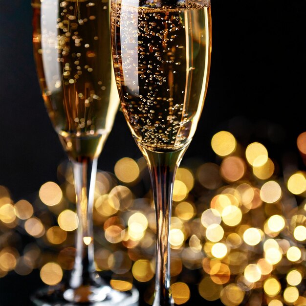 Sparkling background with glasses of champagne