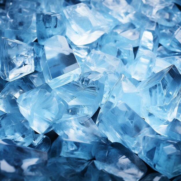 Sparkling Blue Ice Cubes in High Detail