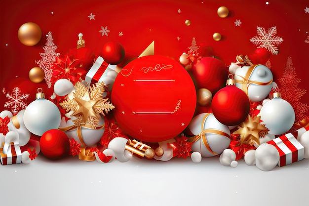 Sparkling Christmas Decorations Background with Ornaments and Text Area Generative AI