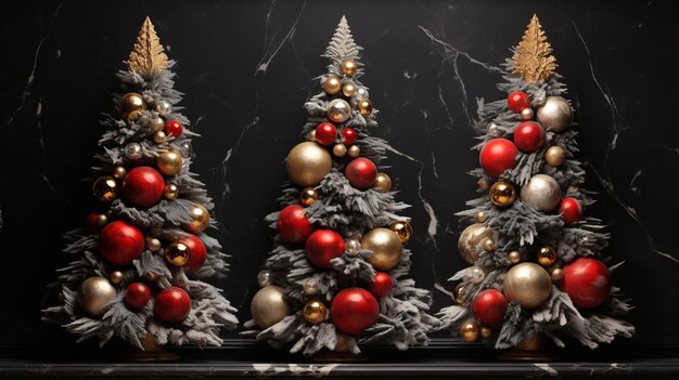 Photo sparkling christmas trees gold decorations add festive elegance to your home