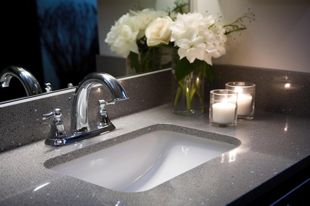 Sparkling clean bathroom sink and faucet