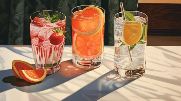 Sparkling cocktails chilled for hot summer days