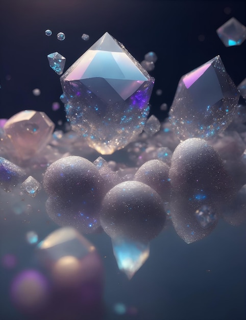 sparkling crystals floating illustration