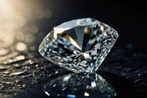 Sparkling diamond on dark background macro shot