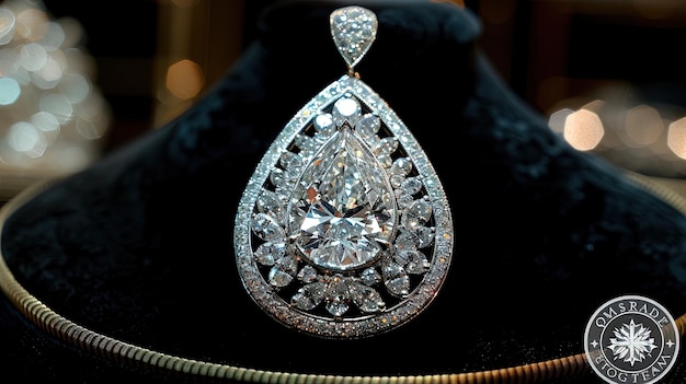 Photo sparkling diamond necklace display