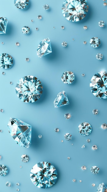 Блестящие бриллианты на голубом фоне