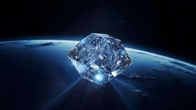 Sparkling diamonds floating in the planet view