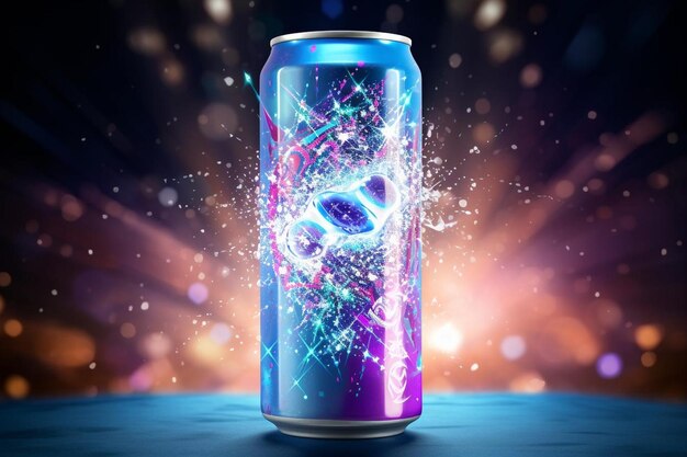 Photo sparkling energy drink with burst of flavor