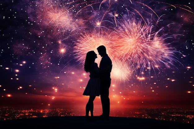 Sparkling Fireworks Valentine Day background