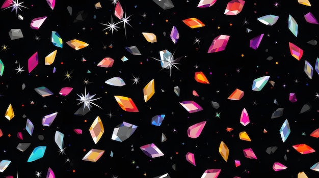 Photo sparkling gemstones pattern with a black background