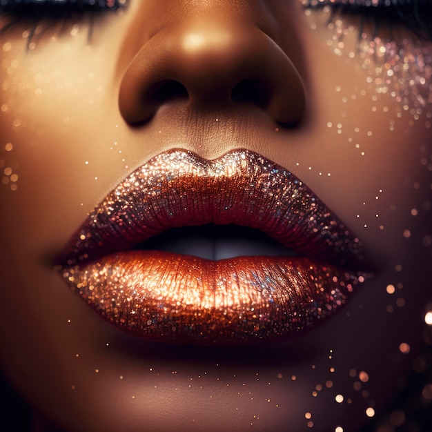 Sparkling glitter lips