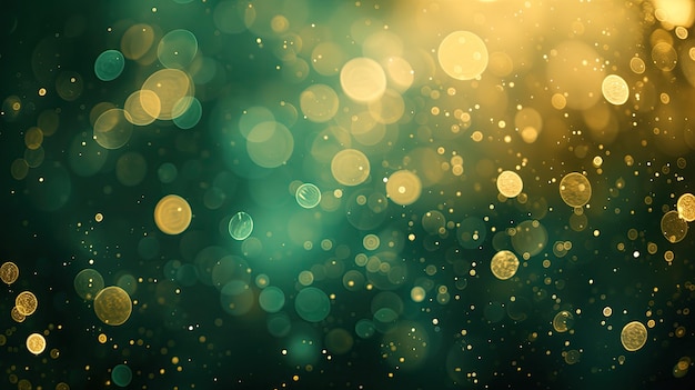 Sparkling Golden and Teal Bokeh Lights Background With Abstract Festive Feel