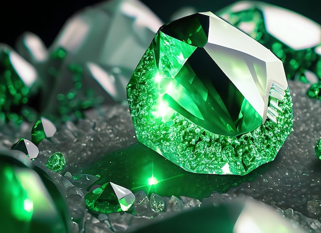 Photo sparkling green crystal diamond gemstone background luxury mystery top quality goods