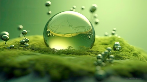 Sparkling Green Liquid Texture AI Generated Illustration