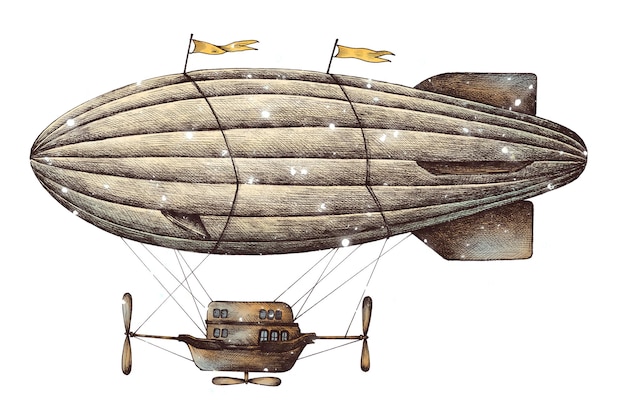 sparkling hot air balloon design element