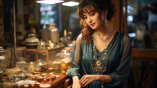 Sparkling Jewelry Maker in Stylish Outfit