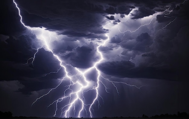 Sparkling lightning against the night sky Thunderstorm