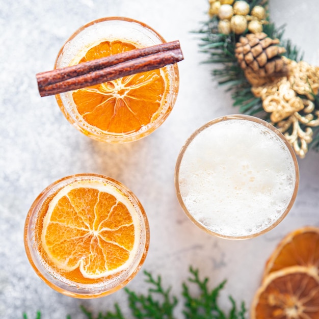 Sparkling mulled wine christmas cocktail grog wine spices new year drink sweet beverage