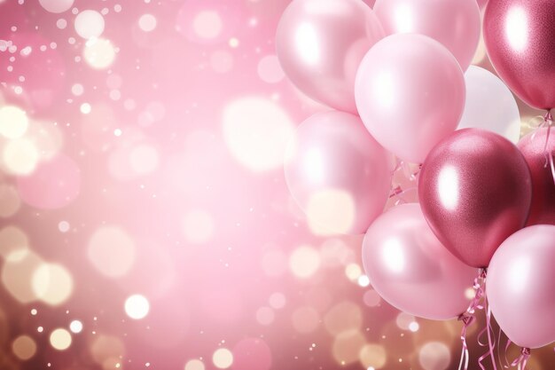 Sparkling new year celebration vibrant pink balloons in festive bokeh