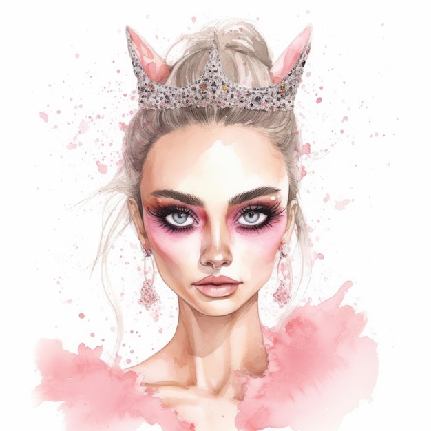 Premium AI Image | Sparkling Pink Princess Design on White Background