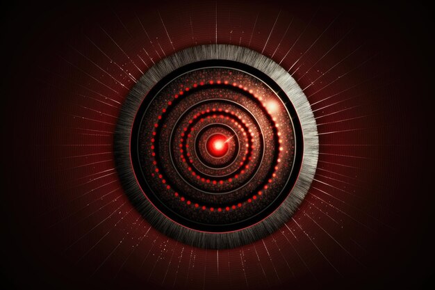 Сверкающая красная мишень в виде яблочка на темном фоне генеративного ИИ