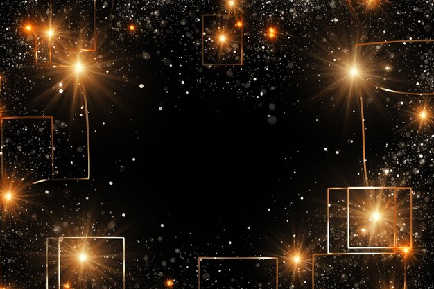 sparkling stars with frame on dark background