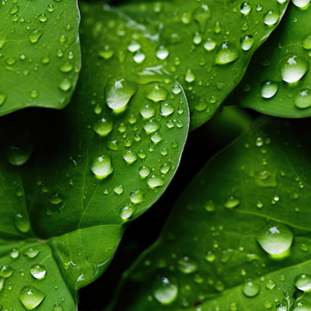 Sparkling water droplets on a leaf after rain