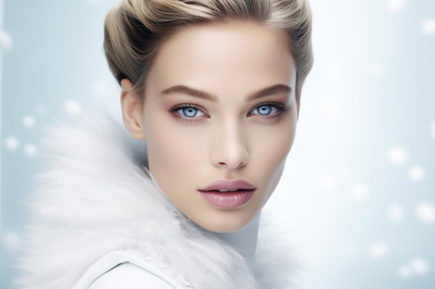 Sparkling winter beauty showcased in a chic portrait