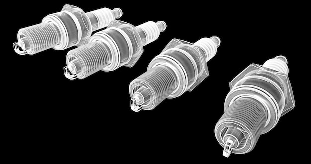 Sparkplug、ボディ構造、背景のワイヤーモデル