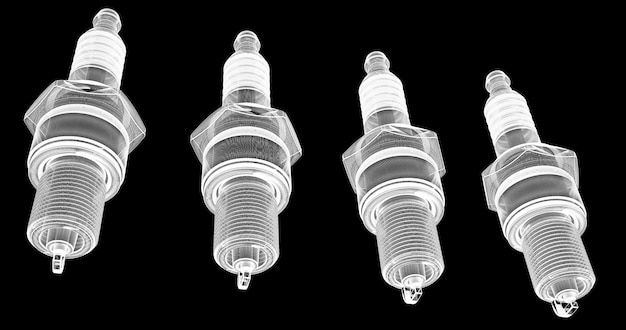 Sparkplug、ボディ構造、背景のワイヤーモデル