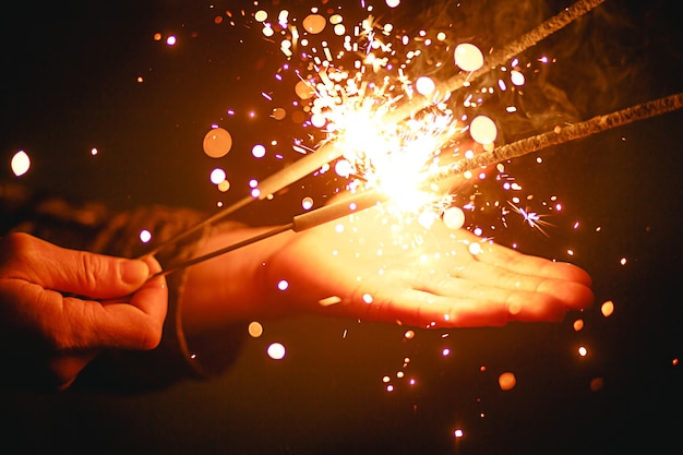 Sparks and light from sparklers