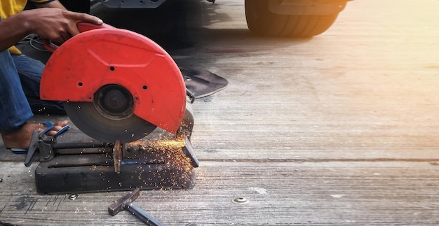 Sparks while red cutting machine