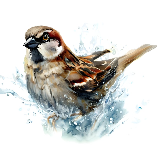 Sparrow drawing isolated on a white background