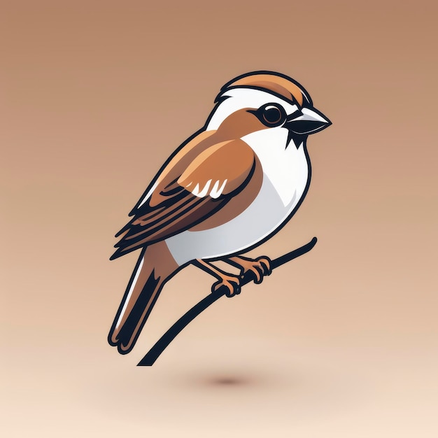 Sparrow icon illustration Minimalistic Logo vector Clipart design