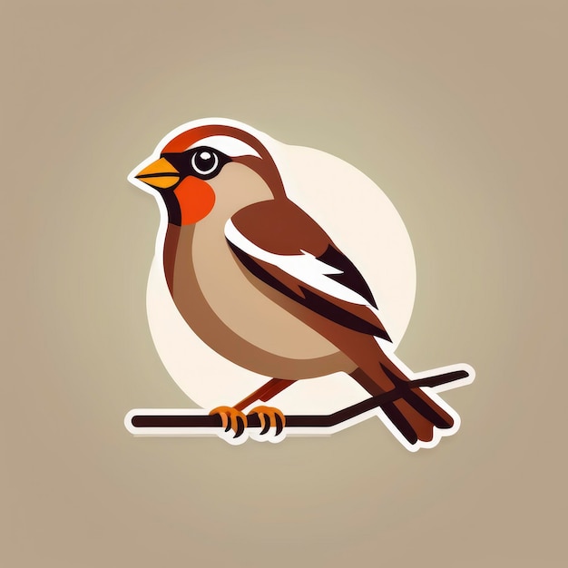 Sparrow icon illustration Minimalistic Logo vector Clipart design