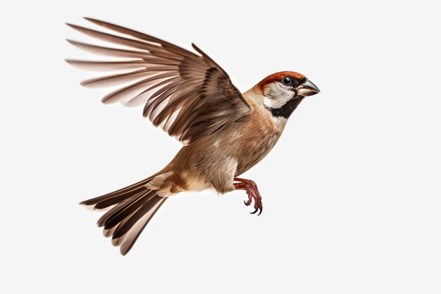 Sparrow perched on a branch with flowers in the background