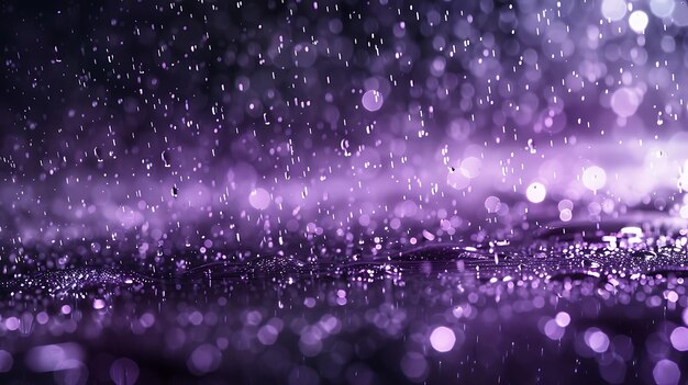 Рассеянный радиационный дождь с рассеянным туманом и фиолетовым светящимся Y2K Коллажным неоновым фоном