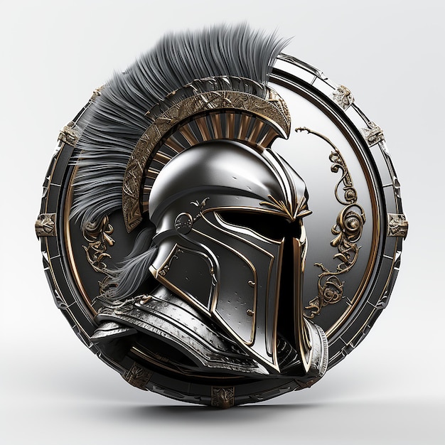 Foto spartaanse helm embleem illustratie