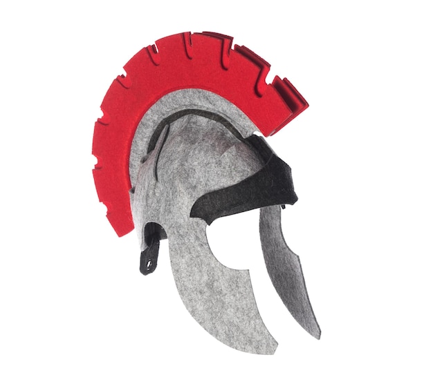 Spartaanse helm voor kinderen geïsoleerd op witte achtergrond