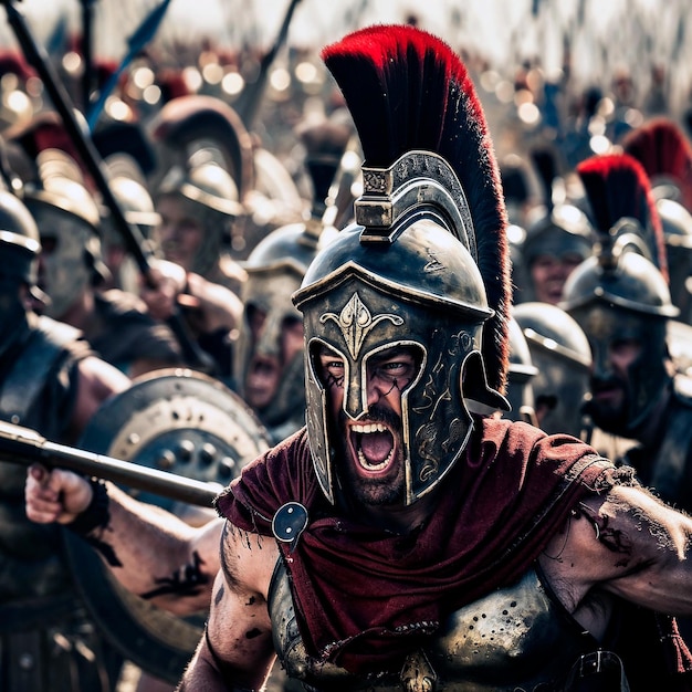 Photo the spartan battle cry terror on the battlefield