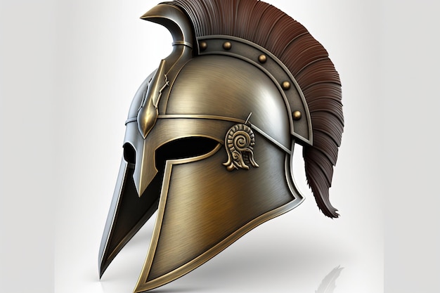 Spartan helmet illustration white background Generative AI