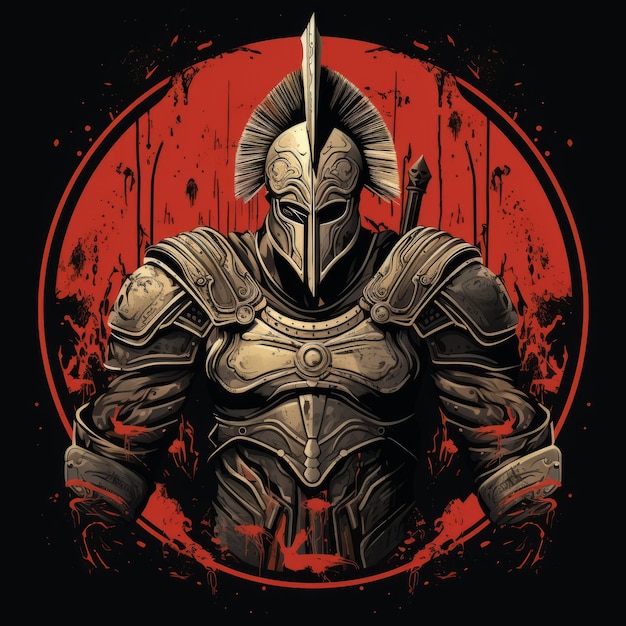 Spartan Knight Art Illustration For Tshirt Design